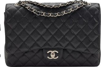 Chanel Black Caviar Leather Maxi Double Flap Bag