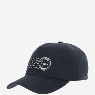 Fendi Mens Navy Cotton Baseball Cap Cotton; Lining: Hat