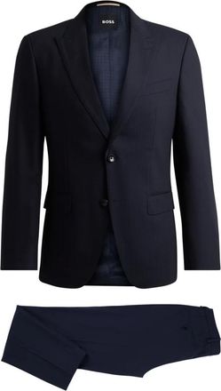 HUGO BOSS Single Breasted Suits, male, Blue, S, Blended wool suit, slim fit, full lined