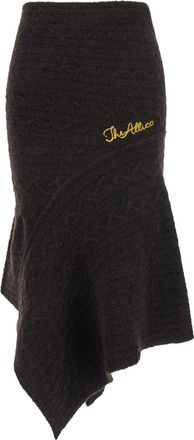 The Attico Brown Skirt With Asymmetrical Design And Logo Lettering In Wool Woman