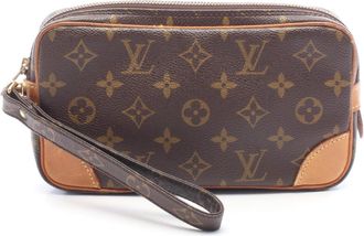 Louis Vuitton Brown Monogram Pvc Coated Canvas Leather Clutch Bag (Pre-Owned)