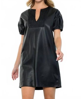 THML Clothing Short Sleeve Leather Dress In Black