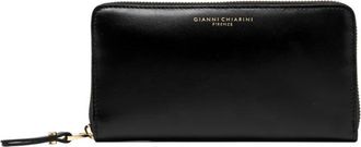 Gianni Chiarini Brushed Leather Zip Around Portemonnee - Dames - Portefeuilles - Zwart - ONE Size - Accessoires