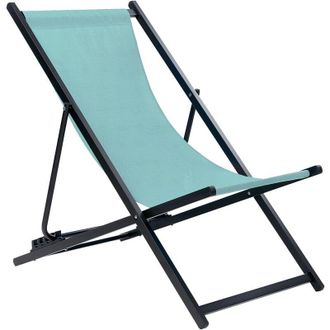 Beliani Folding Deck Chair LOCRI II Metal Turquoise