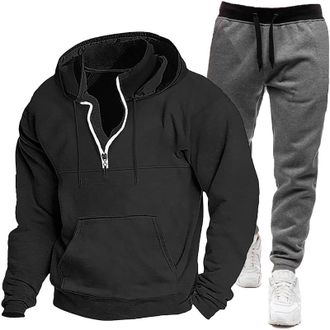 Generic Mens Activewear Joggers for Men Uk with Zip Pockets Tracksuit Set Casual Trousers Fleece Tracksuits Jogging Suit Bottoms Sweatpants Loose Fit Mens Sli