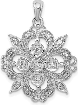 Diamond2Deal 14K White Gold Lab Grown Diamond Filigree Pendant (0.24ct, VS, G-H)