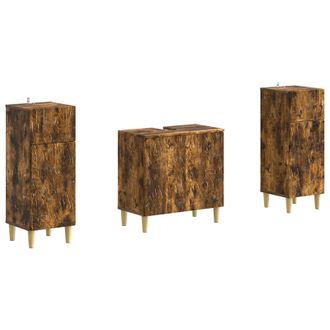 vidaXL Juego De Gabinete De Ba&ntilde;o De 2 Piezas Delft Roble Ahumado Vidaxl