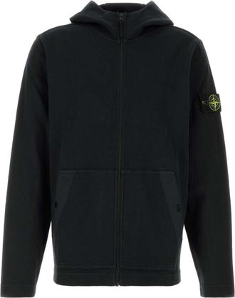 Stone Island Black Zip Up Hood Sweatshirt