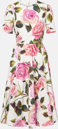Dolce & Gabbana Abito midi in cotone con stampa floreale
