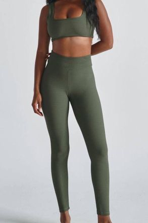 Montce Swim High Rise Micro Scrunch Classic Legging In Olive
