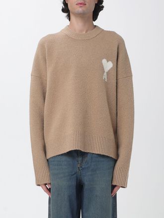 Ami Wool and Alpaca Crewneck Jumper with Jacquard Logo