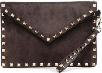 Valentino Garavani Rockstud Suede Clutch Bag
