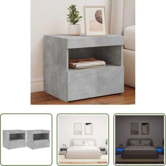vidaXL Comodini moderni - Comodini con Luci LED 2pz Grigio Cemento 50x40x45 cm