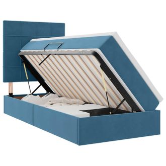 vidaXL Letto Con Contenitore Led E Materasso Blu Scuro 90 X 200 Cm Vidaxl