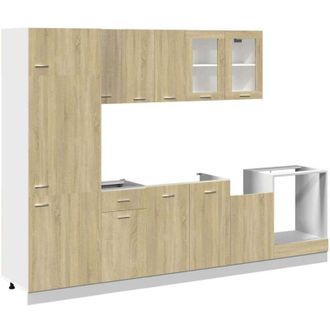 vidaXL Vidaxl - Conjunto De Armarios De Cocina lyon De 8 Piezas De Madera De Ingenier&iacute;a De Roble Sonoma