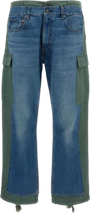 Junya Watanabe Blue Green Hybrid Panelled Denim Jeans