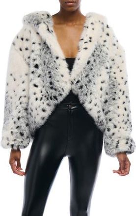 Azalea Wang Leo Hooded Faux Fur Jacket in White at Nordstrom Rack, Size Large