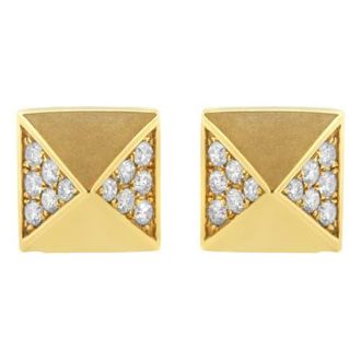 House of Brilliance 14K Yellow Gold 1/4 Cttw Diamond Pyramid Stud Earring at Nordstrom