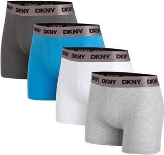 DKNY Cotton Stretch Pack of 4 Boxer Briefs in Jet/Atomic Blue/White/Grey at Nordstrom Rack, Size X-Large