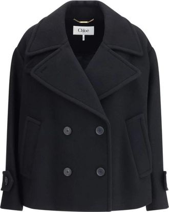 Chlo&eacute; Oversized Korte Jas - Dames - Blazers - Zwart - XS - Wol - Jassen