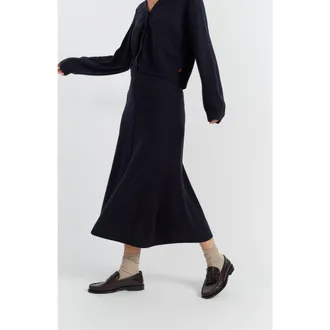 Chinti and Parker Wool Cashmere Midi Skirt in Navy at Nordstrom, Size X-Small