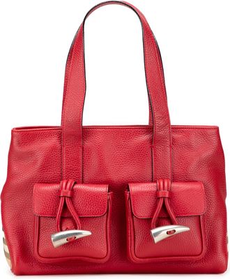 Burberry Pre-owned Womens Tote Bag Leather Pocket Detail - Red - One Size