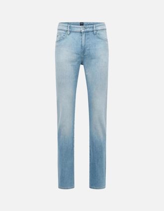 HUGO BOSS Mens Deleware3-1 Slim Fit Light Wash Blue Jeans