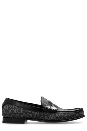 Dolce & Gabbana Logo Jacquard Fabric Loafers