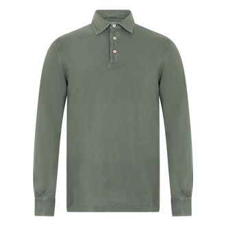 Fedeli Tops, Heren, Groen, S, Katoen, Lange Mouwen Polo