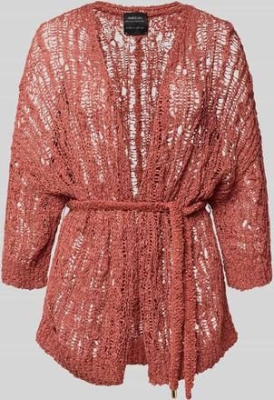 Marc Cain Strickjacke mit Bindeg&uuml;rtel und 3/4-Arm in Rostrot, Gr&ouml;&szlig;e 34