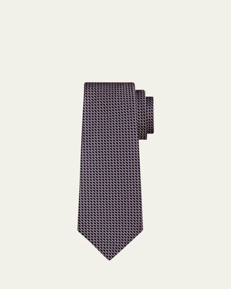 Kiton Mens Abstract Woven Silk Sevenfold Tie