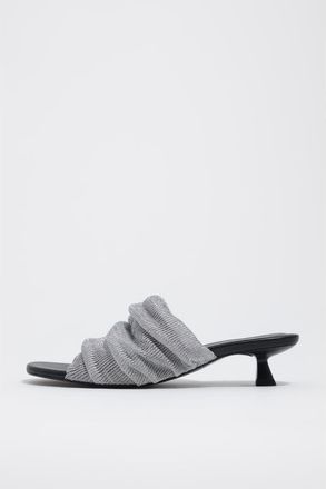 Bimba & Lola Mesh Low-Heel Sandals in Silver at Nordstrom, Size 39