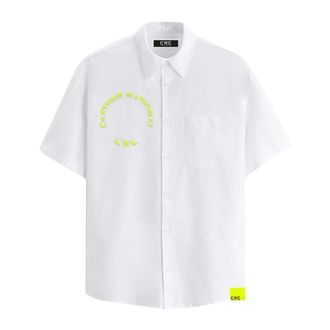 Costume National Herenoverhemd Klassieke Stijl - Heren - Korte mouwen Overhemden - Wit - XL - Katoen - Overhemden