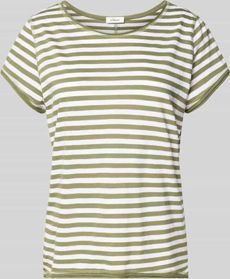 s.Oliver Red Label Regular Fit T-Shirt aus Baumwoll-Flammgarn in Khaki Melange, Gr&ouml;&szlig;e 34