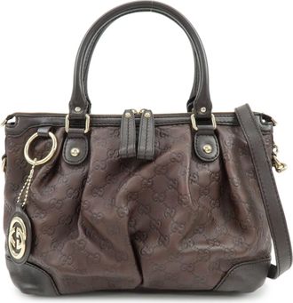 Gucci Sukey Top Handle Satchel Guccissima Leather Brown Leather Handbag (Pre-Owned)