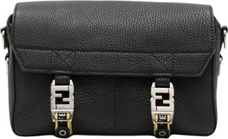 Fendi Flow Small Messenger Bag - Heren - Schoudertassen - Zwart - ONE Size - Leer - Tassen