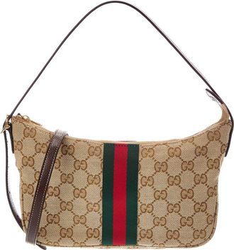 Gucci Lunetta Small Gg Supreme Canvas & Leather Shoulder Bag