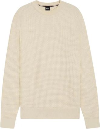 HUGO BOSS H-Imberto Sweater - Heren - Ronde hals truien - Beige - XL - Katoen - Truien & Vesten