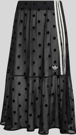 adidas Originals Transparenter Midi-Rock mit Polka Dots in Black, Gr&ouml;&szlig;e M