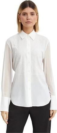 Helmut Lang Relaxed kanten shirt - Dames - Overhemden - Wit - XS - Polyester - Overhemden