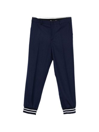 Moschino Relaxed-Fit Pinstripe Trousers with Sporty Ribbed Cuffs