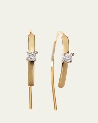 Lana Jewelry 14K Gold Mini Flat Hooked on Hoop Earrings with Diamonds, 15mm