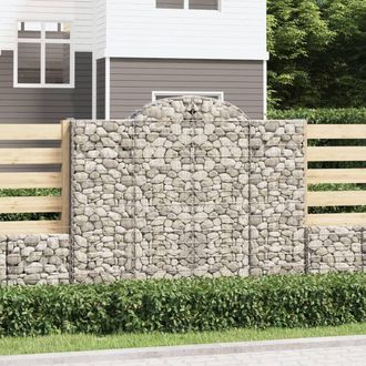 Berkfield Home Arched Gabion Baskets 3 pcs 200x50x160/180 cm Galvanised Iron in Silver