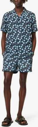 Orlebar Brown Hibbert Daisy Printed Short Sleeve Shirt In Springfield Blue
