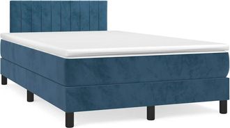 vidaXL Vidaxl - Cama Box Spring Colch&oacute;n Y Led Terciopelo Azul Oscuro 120x190 Cm