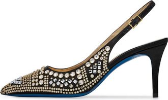 Loriblu Slingback gioiello in zwart satijn - Dames - Pumps - Veelkleurig - 35 EU - Satijn - Schoenen