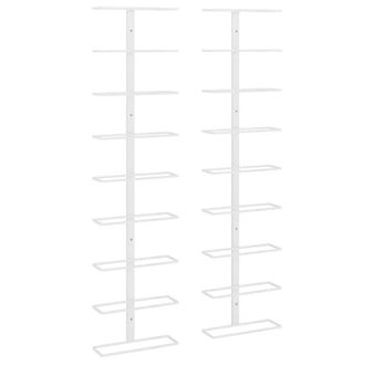 Berkfield Home Wall-mounted Wine Rack for 9 Bottles 2 pcs White Iron