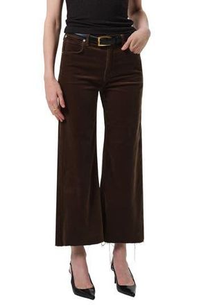 Citizens Of Humanity Lyra Raw Hem Ankle Wide Leg Corduroy Pants in Costes Medium Dark Green at Nordstrom Rack, Size 25
