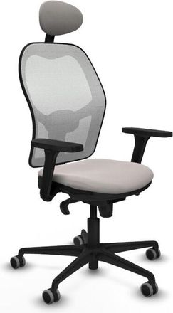 Piqueras y Crespo Piqueras Y Crespo - Jorquera Sincro Malla Blanca Similpiel Blanco Brazos 3d Base Nailon Cabecero Fijo Ruedas 65mm Engomada