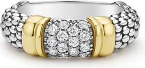 Lagos Signature Caviar Pavé Diamond Ring, 6mm in Two-Tone at Nordstrom, Size 8